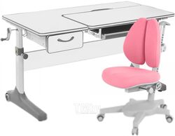 Парта+стул Anatomica Uniqa Lite Armata Duos (белый/серый/розовый)