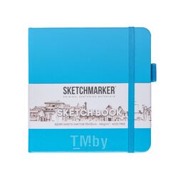 Скетчбук 12*12 см, 140 г/м2, 80 л., синий неон Sketchmarker 23148012SM