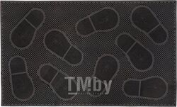 Коврик придверный 75х45 см, черный, "Следы", TM YPgroup (Размер 75х45 см. Материал: вулканизированная непористая резина.)