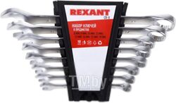 Набор ключей комбинированных REXANT (8-19 мм), 8 шт., CrV, зеркальное хромирование