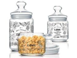 Набор банок для сыпучих продуктов стеклянных "Love pasta" 3 шт. 500/750/1000 мл Luminarc