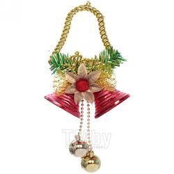 Елочная игрушка Серпантин Яркий колокольчик 24х12 см (золотистый/красный) 185-0484