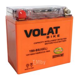Аккумуляторная батарея AKБ 10Ah Volat YB9-BS(iGEL) L+, 100 A, 137x76x134 VOLAT YB9-BS(iGEL)