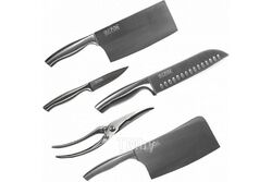 Набор ножей из молибденово-ванадиевой стали Huo Hou HU0014 (4 ножаножницыподставка)