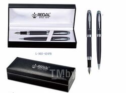 Ручка "REGAL 502" набор (шариковая+перьевая) в футляре (серия Jennings), черный корпус Regal L-502-424FB