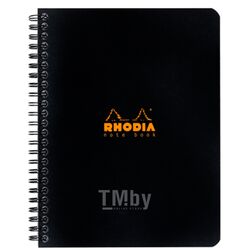 Блокнот А5+ 160*210 мм, 80 л., в клетку "Rhodia" спираль сбоку, черный Clairefontaine 193429C