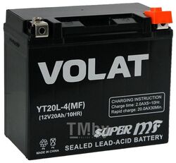 Аккумуляторная батарея AKБ 20Ah Volat YT20L-4 (MF) R+, 330 A, 177x88x155 VOLAT YT20L-4(MF)