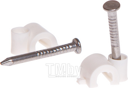 Скоба для крепления круглого кабеля 10 мм белая, с гвоздем (30 шт) STARFIX (SMZ2-35838-30)
