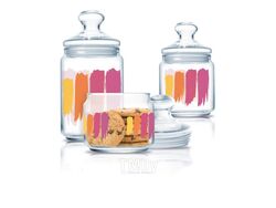 Набор банок для сыпучих продуктов стеклянных "Paint brush" 3 шт. 500/750/1000 мл Luminarc