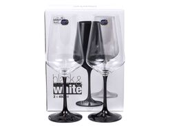 Набор бокалов для вина стеклянных декор. "Sandra Black/White" 2 шт. 450 мл Crystalex