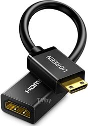 Кабель-переходник UGREEN Mini HDMI Male to HDMI Female Adapter Cable 22cm 20137 (Black)