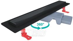 Трап линейный STARLINE TRENDY 60см с регулируемым на 360 отводом d 50mm, 2 в 1(решетка "перевертыш"), сух. затвор, лента, черный Valtemo VLD-563420-МТ