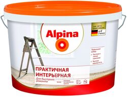 Краска ВД-АК Alpina Практичная интерьерная, белая, (4,1 кг) 2,5 л