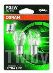 Комплект ламп OSRAM Ultra Life 2шт. (P21W) 12V 21W BA15s ув. срок службы до 4х раз 7506ULT-02B