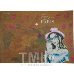 Папка-конверт А4 (330x235мм) на кнопке Emmy in Paris, 180 мкм, фактура крафт-имитация с рис., deVente 3071216