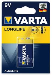 Батарейка алкалиновая VARTA LONGLIFE тип Крона 9V, упаковка 1 шт 4122113411