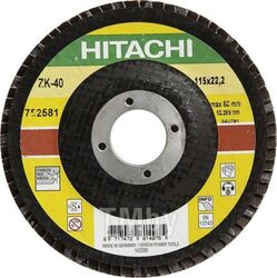 Круг шлифовальный лепестковый Hitachi 115х22мм, P60, циркониевый INOX H-K/752582