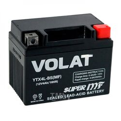 Аккумуляторная батарея AKБ 4Ah Volat YTX4L-BS(MF) R+, 50 A, 113x70x86 VOLAT YTX4L-BS(MF)