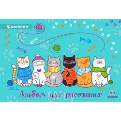 Альбом для рисования 40л на гребне "Очаровательные котята" Darvish DV-8104-3