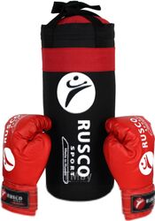 Набор для бокса детский RuscoSport 4oz (черный/красный)