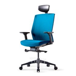 Кресло для руководителя J1, черн. рама, регулир. подголовн., регул. подлокотн., спинка-сетка, сиденье-ткань, крест.-пластик, синий Bestuhl C3-J1G120L-B44-B1