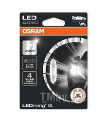 Лампа светодиодная блистер 1шт 12V C5W ( длинна 36 mm) 0,6W SV8.5-8 LEDriving SL (3 поколение) холодный белый свет OSRAM 6418DWP-01B