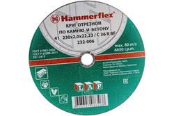Круг отр. 230х2.0х22 C 36 R BFHammer Flex 232-006 по бетону, кирпичу, камню, керамике цена за 1 шт.