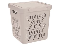 Ящик для хранения пластмассовый с крышкой "Deluxe" светло-бежевый 18 л/28,6*28,6*28,6 см (арт. 433242734, код 609295)