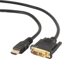 Кабель HDMI-DVI Cablexpert CC-HDMI-DVI-7.5MC, 19M/19M, 7.5м, single link, черный, позол.разъемы, экр