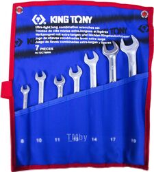 Набор комбинированных удлиненных ключей, 8-19 мм, чехол из теторона, 7 предметов, 12C7MRN KING TONY 12C7MRN