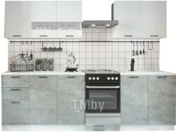 Готовая кухня ДСВ Дуся 2.0 (белый бриллиант/цемент)