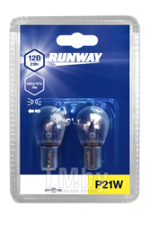 Лампа накаливания P21W 12В 21Вт (2шт./блистер) RUNWAY RW-P21W-b