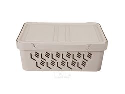 Ящик для хранения пластмассовый с крышкой "Deluxe" светло-бежевый 12 л/38x27,6x14 см Эконова