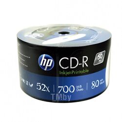 Оптический диск CD-R 700Mb HP 52x Printable полная заливка bulk 50 шт. 69301