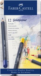 Карандаши цветные "Goldfaber" 12 шт, в металлической упаковке Faber Castell 114712