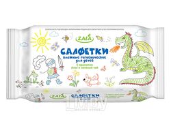 Салфетки влажные детские с ароматом Алоэ и зеленый чай, 60 шт., ZALA JOY