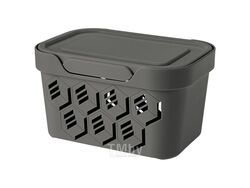 Ящик для хранения пластмассовый с крышкой "Deluxe" серый 1,9 л/18,9x13,2x11 см Эконова