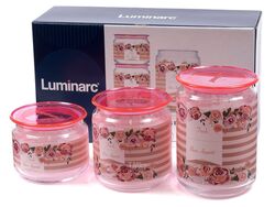 Набор банок для сыпучих продуктов стеклянных "Rosettes" 3 шт. 500/750/1000 мл Luminarc