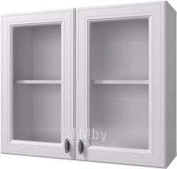 Шкаф навесной для кухни Горизонт Мебель Ева 80 с витриной (белый софт)