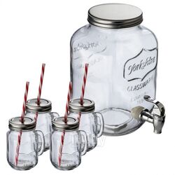Набор посуды диспенсер + 4 стакана "Acapulco" стекл., прозрачный Easy Gifts 44366