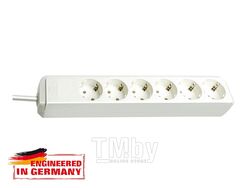 Удлинитель 1.5м (6 роз., 3.3кВт, с/з, ПВС) белый Brennenstuhl Eco-Line (провод 3х1,5мм2; сила тока 16А; с/з - с заземляющим контактом)