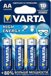 Набор батареек алкалиновых VARTA HIGH ENERGY тип AA 1.5V, упаковка 4 шт 4906113414