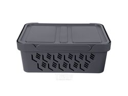 Ящик для хранения пластмассовый с крышкой "Deluxe" серый 12 л/38*27,6*14 см (арт. 433205711, код 830314)