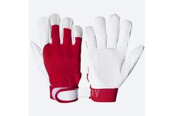 Кожаные рабочие перчатки Mechanic, цвет красный/белый JETA PRO JLE301 9/L