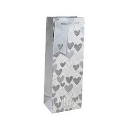 Пакет бумажный подарочный 12,7*9*35,5 см "Silver heart" для бутылки Rhodia 22647-4C