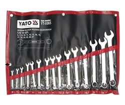 Набор ключей комбинированных 15 пр: 6-8, 10-15, 17-19, 22, 24, 27 мм, на полотне Yato YT-0065
