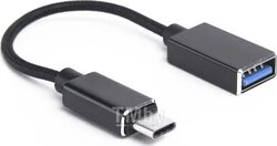 Переходник Atom USB Type-C 3.1 - USB А 3.0, OTG, 0,15 м (шт/гн) 31033 черный