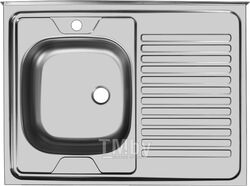 Кухонная мойка Ukinox Стандарт 800х600 без перелива, 0,5 мм, выпуск 1 1/2" (матовый) (STD800.600 ---5C 0L-)