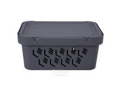 Ящик для хранения пластмассовый с крышкой "Deluxe" серый 4,6 л/27x19x12 см Эконова
