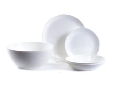 Набор посуды стеклокерамический "Pampille White" 19 пр.: 18 тарелок 19/20/25 см, салатник 21 см Belbohemia